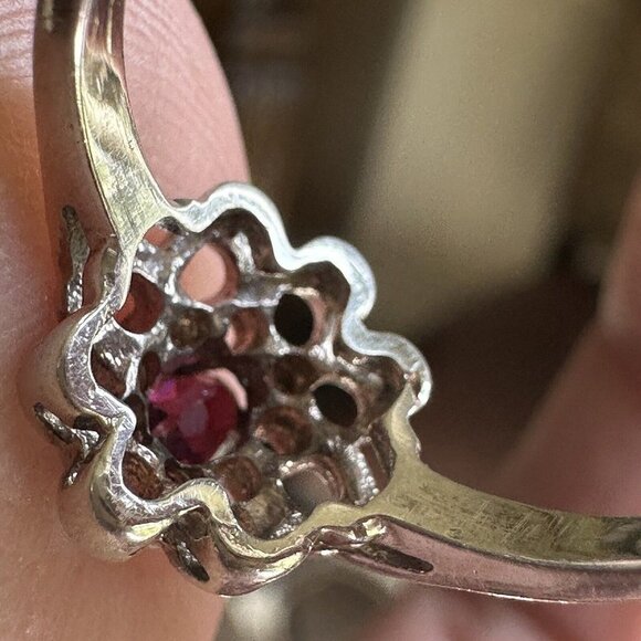 VTG Accent Ring Size 6 Purple Amethyst Gem Blooming‎ Flower 925 Sterling 2.1g - Picture 5 of 12